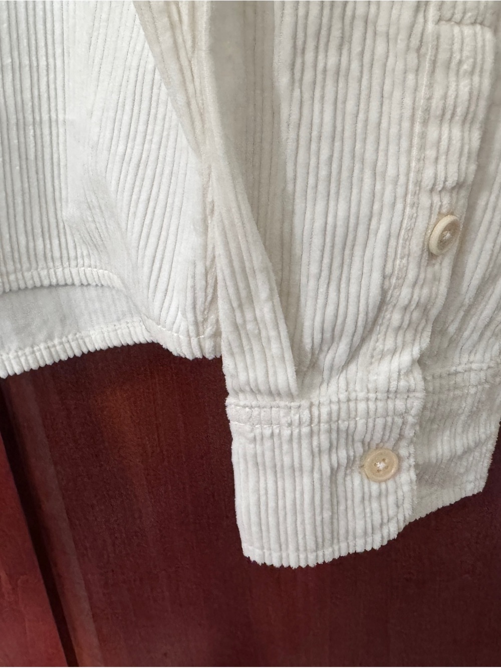 Madewell Cream Corduroy Button Up Cropped Shirt ~ Size XS - Picture 6 of 14